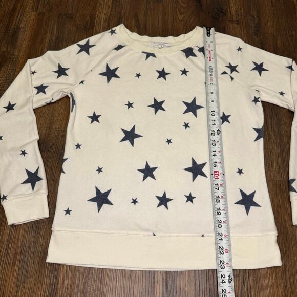 Grayson Threads SMALL cream sweatshirt tee with blue stars soft and stretchy - Picture 4 of 8
